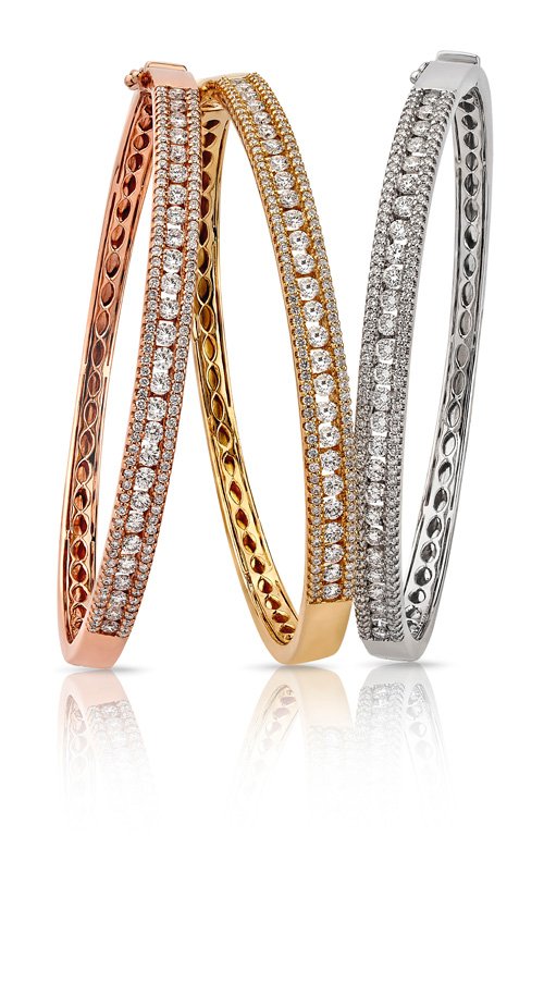 Anniversary Bangle in rose, white, yellow at AED.12000